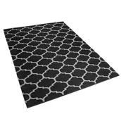 Dywany zewnętrzne - Beliani Dywan na zewnątrz czarno-biały 140 x 200 cm dwustronny ALADANA - miniaturka - grafika 1