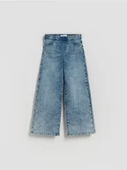 Spodnie i spodenki dla dziewczynek - Reserved - Elastyczne jeansy wide leg - niebieski - miniaturka - grafika 1