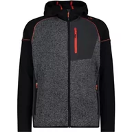 Kurtki męskie - CMP męska kurtka Knit-Tech ze stałym kapturem, szary-czarny, 56 - miniaturka - grafika 1