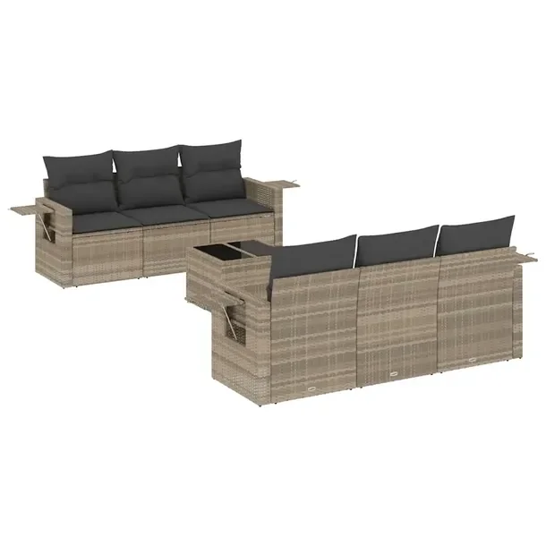 Zestaw mebli ogrodowych modułowych jasnoszary rattan PE, 55 x 62 x 69 cm