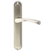 Klamki - Domino Klamka do drzwi wewnętrznych z długim szyldem Romana 72 Nikiel szczotkowany - miniaturka - grafika 1