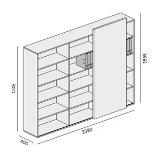 PLAN Szafa biurowa wysoka długa bez drzwi BLOCK White, dąb naturalny 611208 - Szafy biurowe - miniaturka - grafika 2