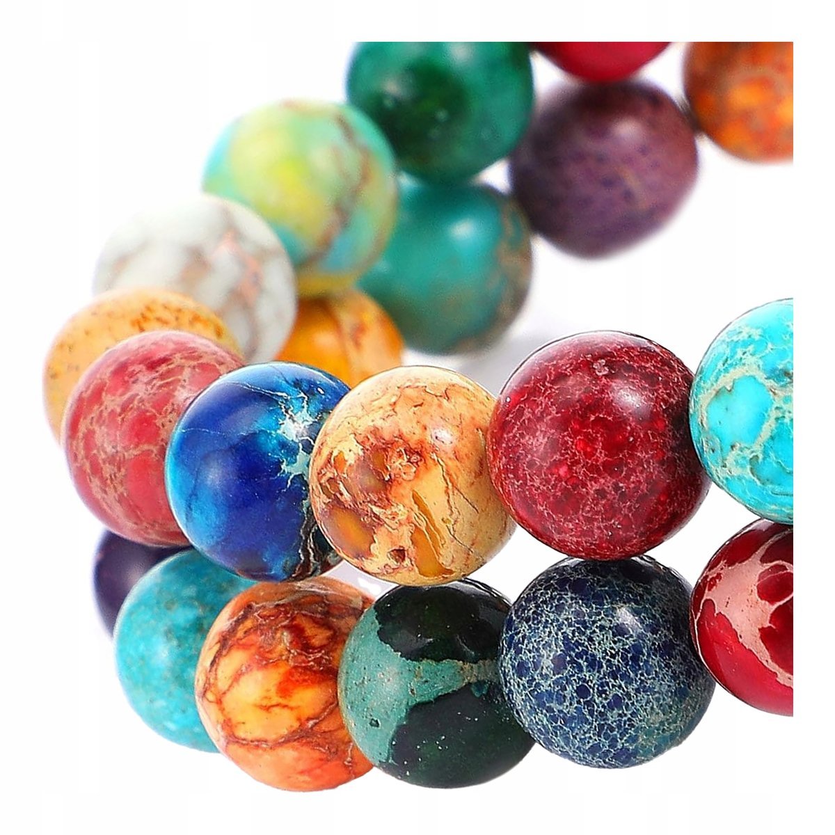 Zestaw koralików naturalny jaspis mix kolorów gładka kula DIY 8mm 45 szt.