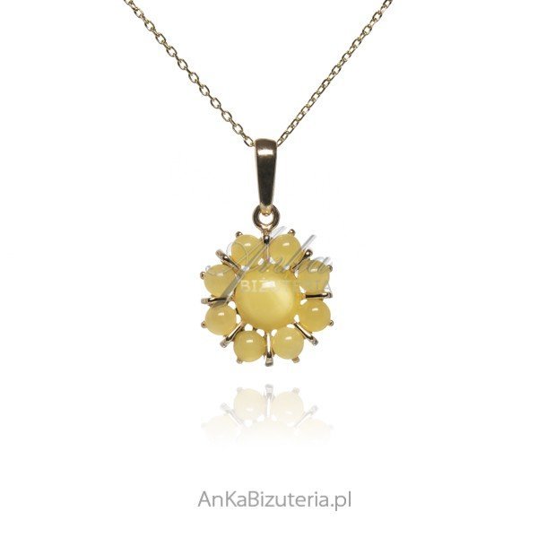 ankabizuteria.pl Srebrna zawieszka pozłacana z żółtym bursztynem SŁO