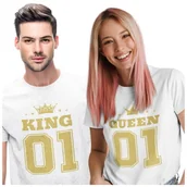 Walentynki - KOSZULKI DLA PAR NA WALENTYNKI PREZENT KING QUEEN - miniaturka - grafika 1