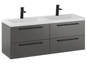 Szafki łazienkowe - Szafka Wisząca Z Umywalką RON 120 cm DUO - Titan Mat - Uchwyty Czarne Matowe - miniaturka - grafika 1