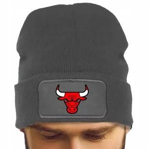 CZAPKA BAWEŁNIANA ZIMOWA CIEPŁA SZARA PREZENT BULLS KOSZYKÓWKA ZABAWNE WZ - Czapki damskie - miniaturka - grafika 1