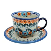 Filiżanki - Ceramiczna filiżanka ze spodkiem Ceramika Bolesławiec - miniaturka - grafika 1