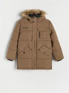 Kurtki i płaszcze dla chłopców - Reserved - Pikowany płaszcz z ociepleniem - ciemnobrązowy - miniaturka - grafika 1