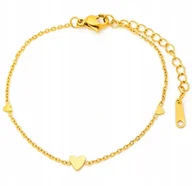 Bransoletki - Złota Bransoletka z Sercami Serduszka Stal Szlachetna na Prezent - miniaturka - grafika 1