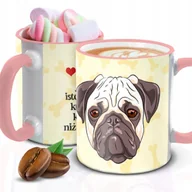 Kubki - Kubek z Piankami MOPS PIESEK IMIĘ Biało Różowy Kreator - miniaturka - grafika 1