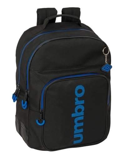 Safta UMBRO JET BLACK - Plecak szkolny dla dzieci w różnym wieku, wygodny i wszechstronny, jakość i wytrzymałość, 32 x 15 x 42 cm, Czarny (Black), M, Casual