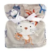 Koce i narzuty dla dzieci - Kocyk w kotki Ricco z aplikacją Kota 75x100 BabyMatex - miniaturka - grafika 1