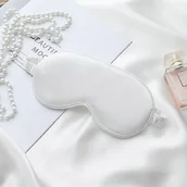 Akcesoria do bielizny - Dwustronna imitacja jedwabnej maski na oczy Maska do spania Miękka opaska na oczy z elastyczną opaską na głowę Biały White - miniaturka - grafika 1