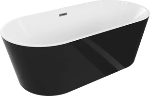 Mexen Luna wanna wolnostojąca 170 x 80 cm, biała/czarna, przelew gun metal szczotkowany - 52031708075-95 - Wanny - miniaturka - grafika 1