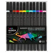 Cienkopisy - Derform Markery Brush z cienkopisem 12 kolorów KIDEA - miniaturka - grafika 1