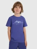 Koszulki dla chłopców - 4F T-shirt regular z nadrukiem chłopięcy - granatowy 164 (13-14 lat) - miniaturka - grafika 1