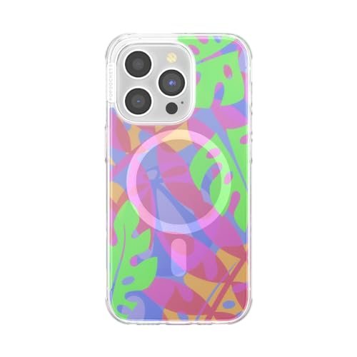 PopSockets Uchwyt do iPhone'a 14 Pro kompatybilny z MagSafe, etui na telefon iPhone 14 Pro, kompatybilne z bezprzewodowym ładowaniem, tylko etui - Boca Palms różowe