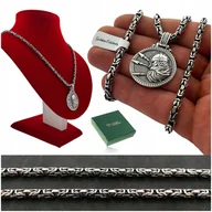 Łańcuszki - Srebrny Męski Łańcuszek Splot Królewski + Zawieszka Wiking 925 + Gratisy - miniaturka - grafika 1