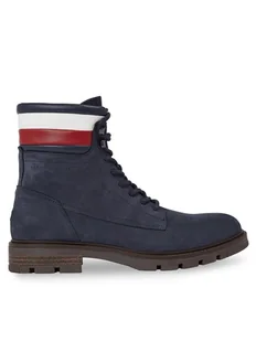 Tommy Hilfiger Trapery Corporate Hilfiger Nubuck Boot FM0FM04801 Niebieski - Botki męskie - miniaturka - grafika 1