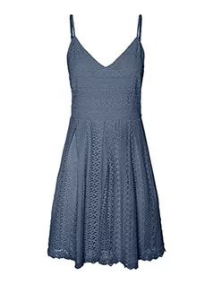 Sukienki - VERO MODA Damska sukienka VMHONEY Lace Pleated Singlet Dress WVN, China Blue, L, niebieski (China Blue), L - grafika 1