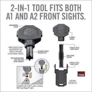 Real Avid - Klucz do regulacji muszki Front Sight Adjuster Pro - AR-15 A1 / A2 - AVARFSAPRO - Konserwacja broni - miniaturka - grafika 4