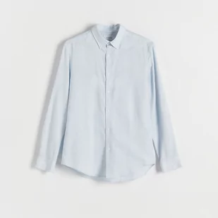 Reserved - Koszula regular z bawełny - Niebieski - Koszule męskie - miniaturka - grafika 1