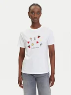 Koszulki i topy damskie - Pieces T-Shirt Funly 17160308 Biały Regular Fit - miniaturka - grafika 1