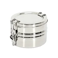 Pozostałe akcesoria kuchenne - Metalowy Lunch box śniadaniówka z 2 pojemnikami - miniaturka - grafika 1