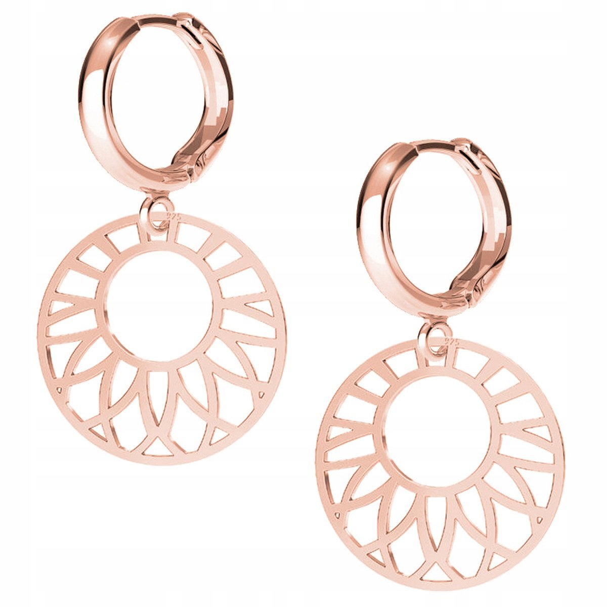 Kolczyki Ażurowy Okrąg różowe złoto 925