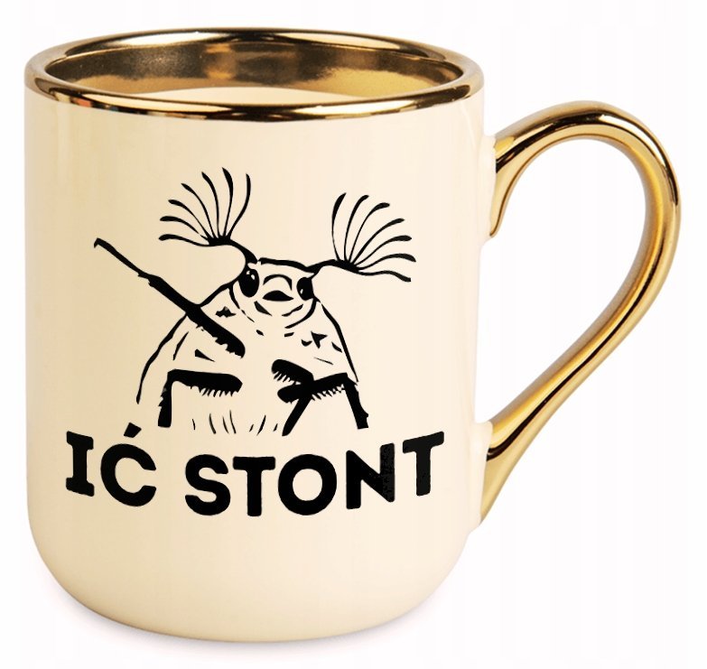 KUBEK ZŁOTY IĆ STONT IDŹ STĄD ŚMIESZNY ZABAWNY DO BIURA PRACY PREZENT 30 40