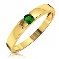 Obrączki ślubne - Złoty Pierścionek Zaręczynowy 333 8k Szmaragd R12 - miniaturka - grafika 1