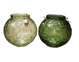 Świecznik szklany dekoracyjny kula zielony 21 cm - Świeczniki - miniaturka - grafika 1