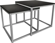 Ławy i stoliki kawowe - Stolik kawowy 2W1 czarny podstawa szara - miniaturka - grafika 1