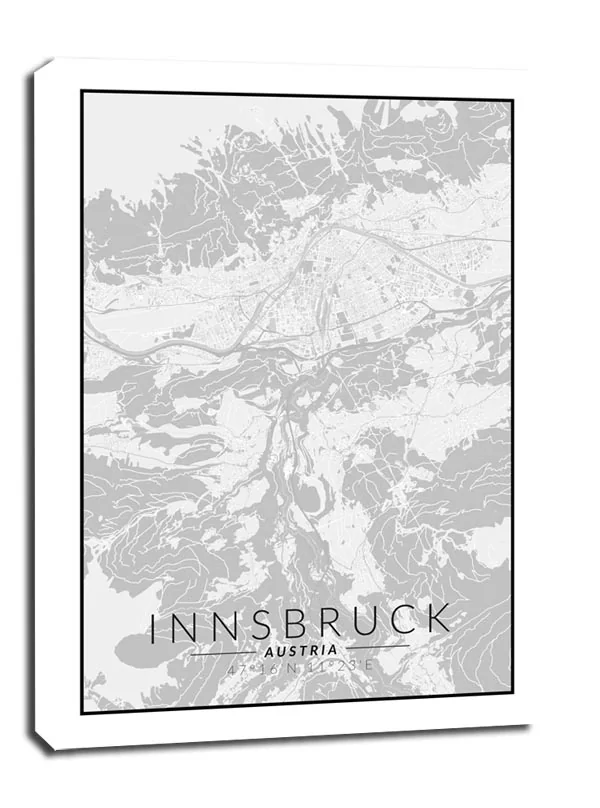 Innsbruck mapa czarno biała - obraz na płótnie Wymiar do wyboru: 60x80 cm