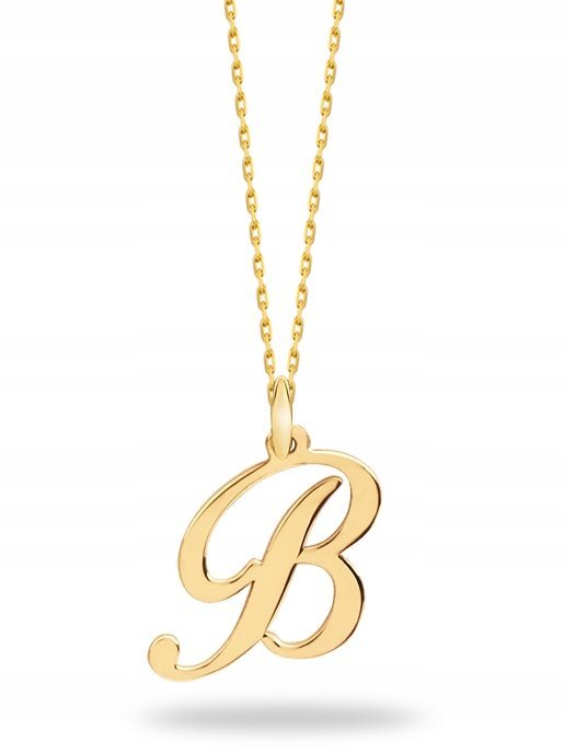 ZŁOTY KOMPLET ZAWIESZKA ŁAŃCUSZEK LITERKA B 585