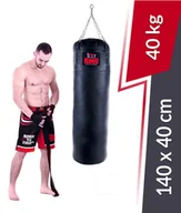 Worki treningowe - RING Worek bokserski Premium ze skóry naturalnej 40kg czarny - miniaturka - grafika 1