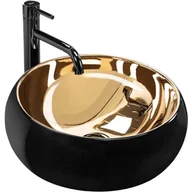 Umywalki - Umywalka nablatowa Rea Luna black/gold- Dodatkowo 5% rabatu na kod REA5 - miniaturka - grafika 1