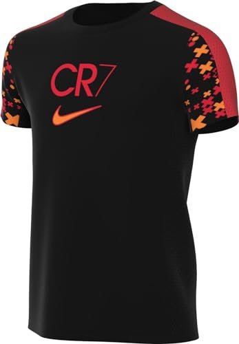 Nike Unisex Kids Short Sleeve Top Cr7 K Nk Df Acd23 Top Ss, Black/Lt Crimson, FJ6176-010, L