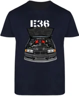 Koszulki męskie - T-SHIRT MĘSKI DLA FANA BMW E36 M3 M POWER KOSZULKA GRANATOWA R-L A99 - miniaturka - grafika 1