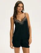 Piżamy damskie - Piżama damska na ramiączkach Cotti Esotiq czarny S - miniaturka - grafika 1