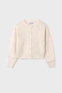 Swetry dla dziewczynek - Mayoral kardigan z domieszką wełny dziecięcy kolor beżowy lekki - grafika 1