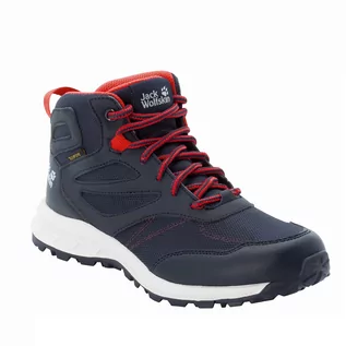 Buty dla dziewczynek - Buty dziecięce Jack Wolfskin WOODLAND TEXAPORE MID K night blue / red - 28 - grafika 1