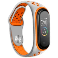 Akcesoria do smartwatchy - Opaska perforowana Vanfone do Xiaomi Mi Band 3/4, szaro-pomarańczowy - miniaturka - grafika 1