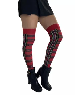 Nadkolanówki Tartan Over Knee Czerwone - Skarpetki męskie - miniaturka - grafika 1