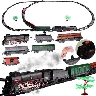 Jokomisiada Kolejka elektryczna pociąg 185x99cm dymi paruje efekt dźwiękowy RC0622 - Pociągi dla dzieci - miniaturka - grafika 1