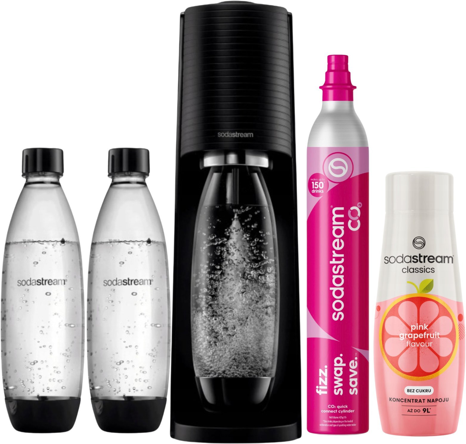 Saturator Sodastream Saturator SodaStream TERRA do gazowania wody 2 butelki + Syrop GRAPEFRUIT