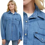Koszule damskie - Lee SEASONAL WESTERN SHIRT Moment RELAXED LUŹNA KOSZULA JEANSOWA DżINS M - miniaturka - grafika 1