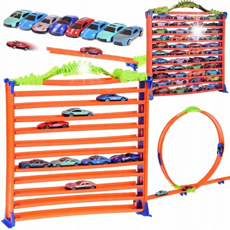 Garaż parking dla autek tor pętla 2w1 resoraki resorówki 8 szt ZA4699