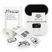 Drukarki kart i etykiet - Mini drukarka etykiet Phomemo M110 biała Bluetooth szer. do 50 mm 203 DPI | KUP z zamiennikami i oszczędzaj! - ZADZWOŃ 730 811 399 - miniaturka - grafika 1